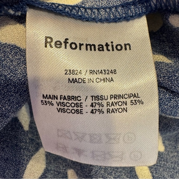 Reformation Crimini Dress Moray Print Blue Crimini Midi Slip Dress Size 6 - Picture 8 of 11